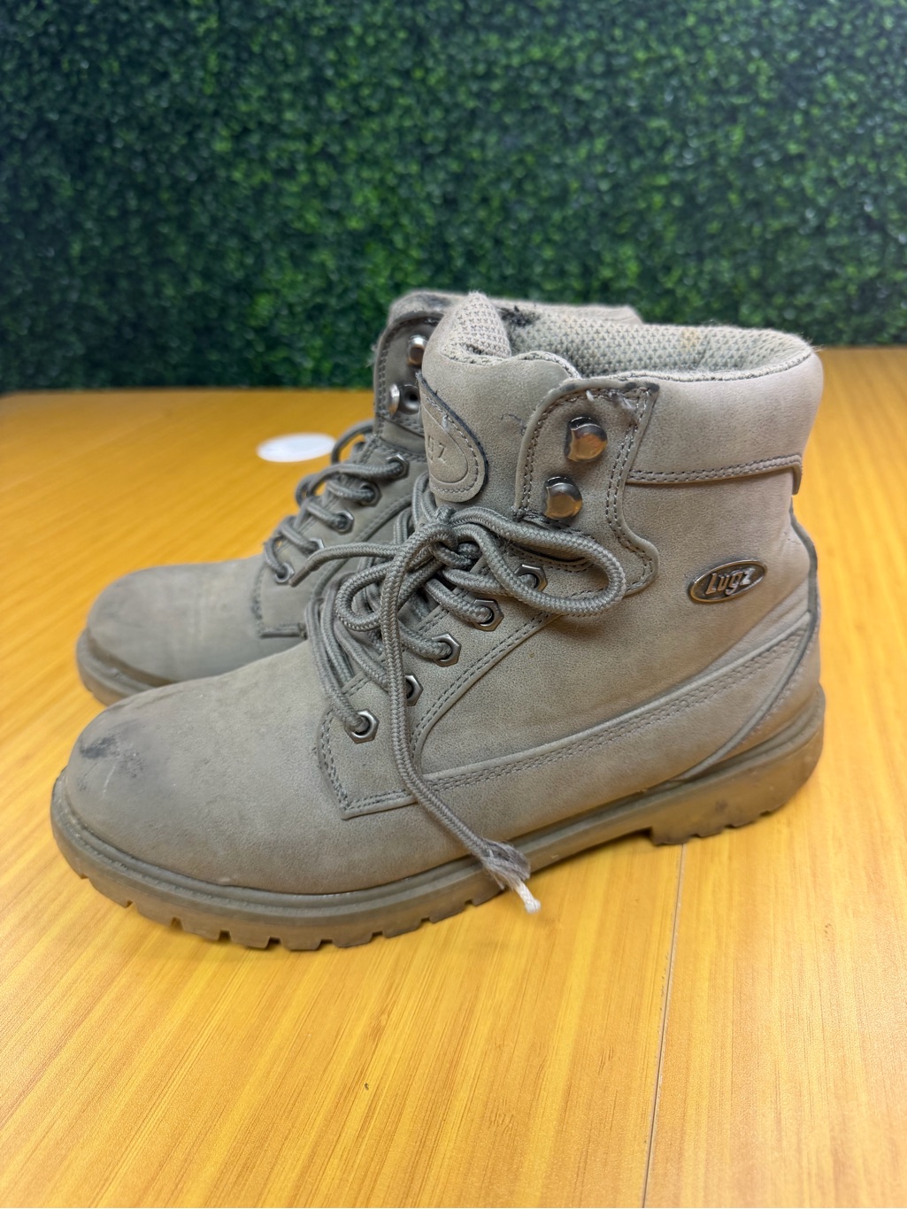 Lugz Mantle Hi Mens Grey Gum Slip Resistant Work Boots Mmantlhd-0823 Size 8